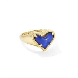 NEW KENDRA SCOTT women's framed ari heart band ring in gold mood stone